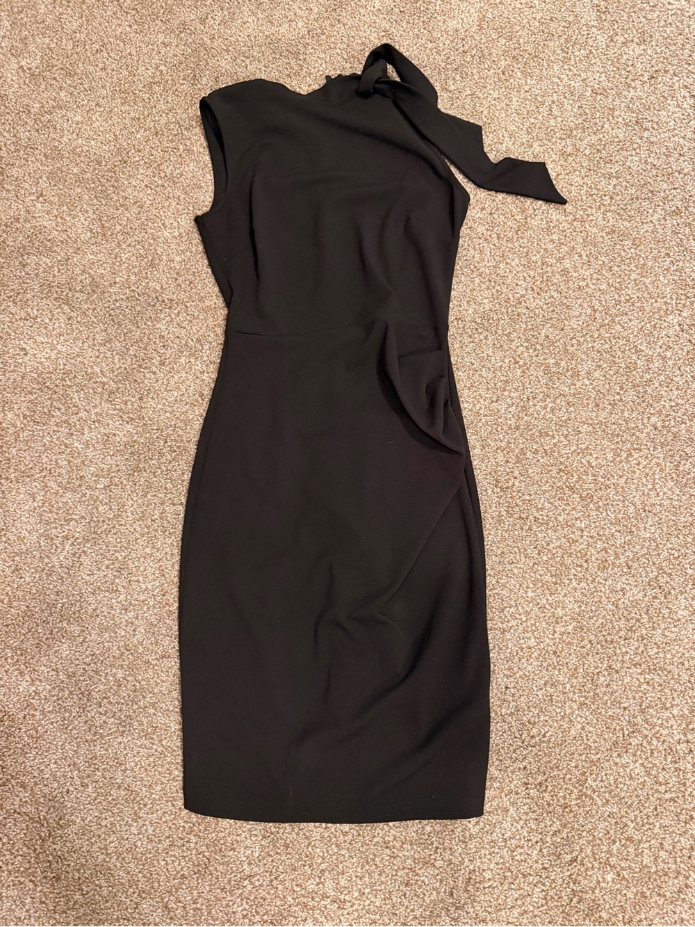 Sleeveless Black Tie-Neck Sheath Dress